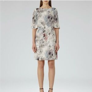 Reiss Artistic Long Sleeve Dress in Black and Gray